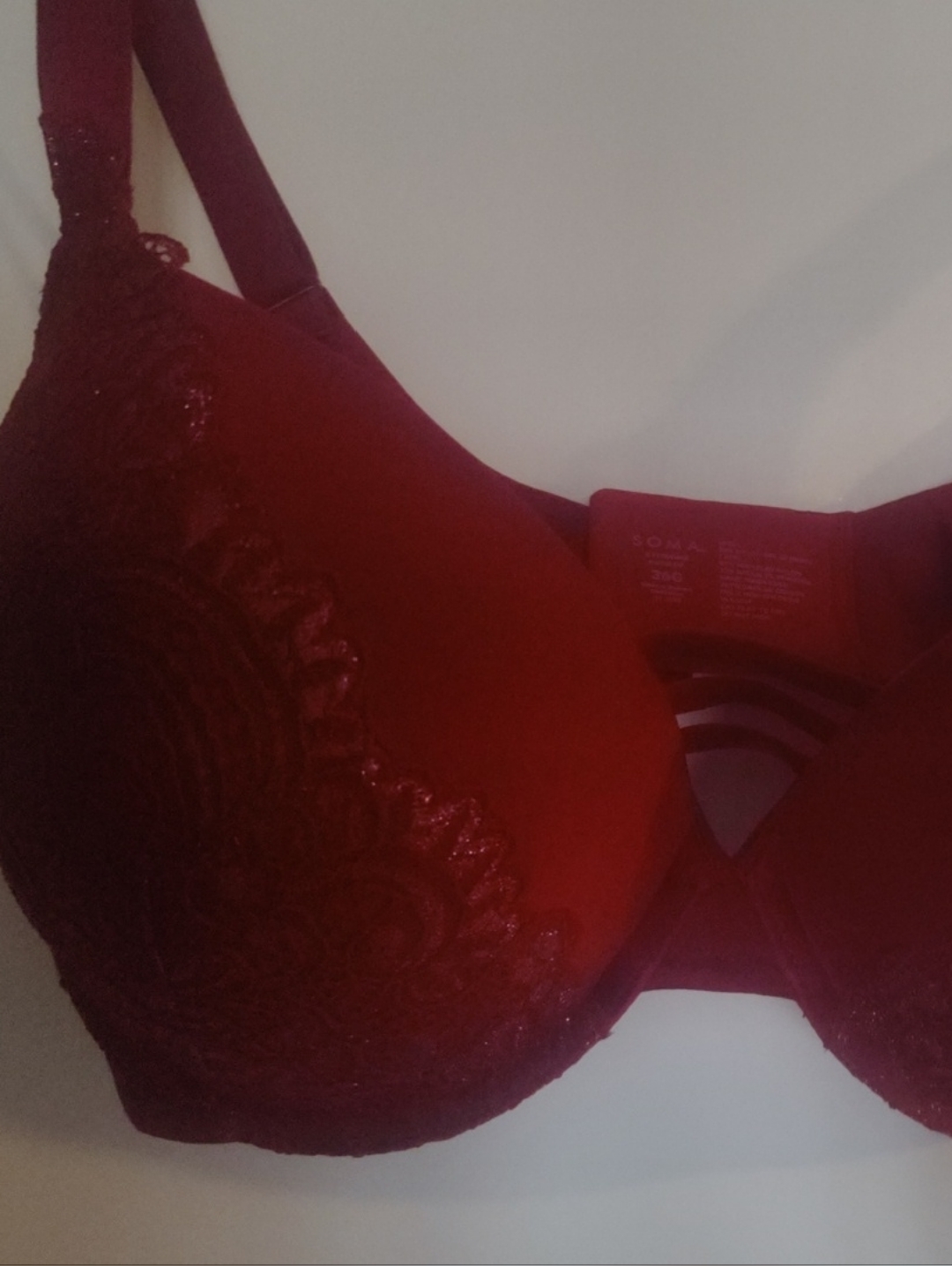 Soma Red Lace Padded Bra - Women Intimates